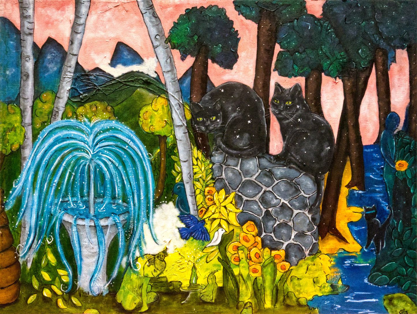 "The Wary Cats and the Fountain of Joy" by Abigail Goldberger