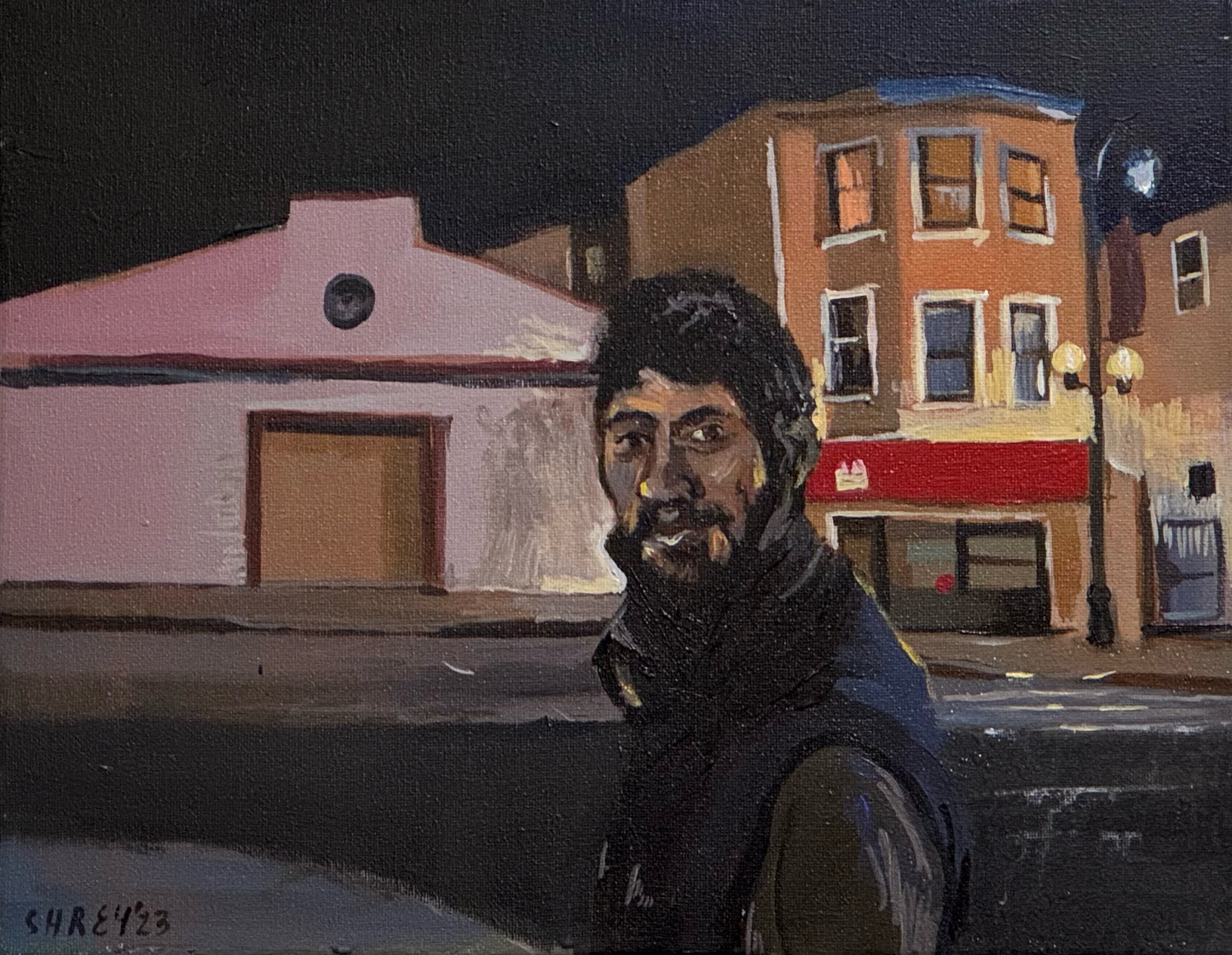 "Night Walks with Ashkan (Looking South on Ocean Ave)" by Shrey Purohit