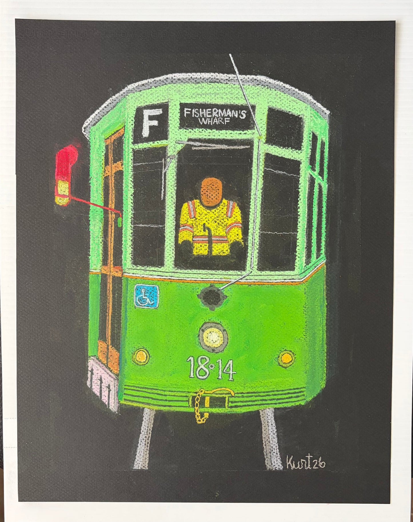 "Two Tone Green Milan Street Car 1814" by Kurt Schwartzmann