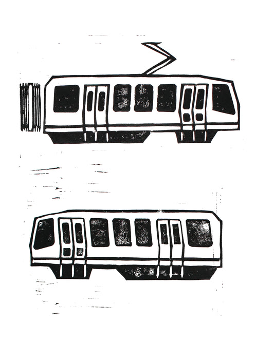 "MUNI Train Lino" by Nathaniel Bice