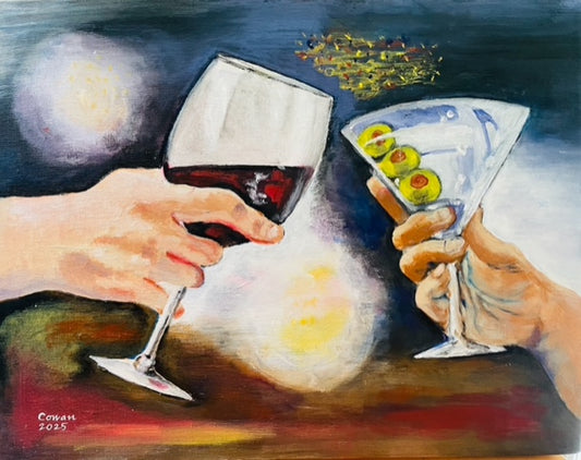 "Two Friends, Two Glasses" by Suzanne Cowan