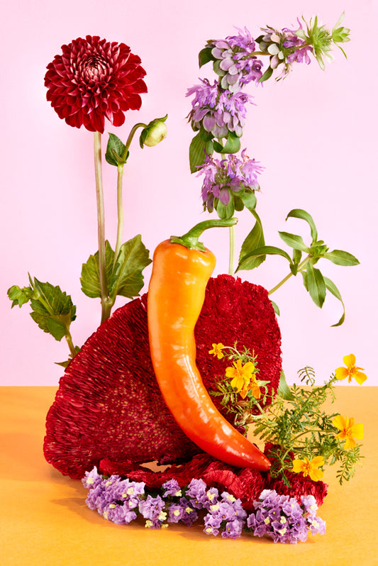 "Orange Hot Pepper With Flowers" by Desirée Pfeiffer