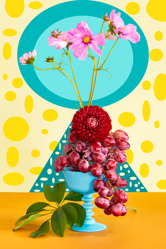 "Pink Flowers and Grapes" by Desirée Pfeiffer