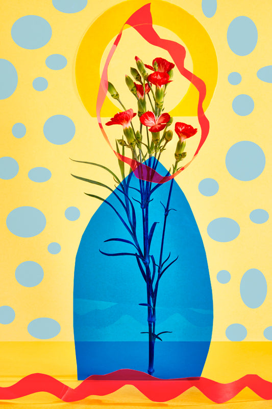 "Red Flowers and Blue Vase" by Desirée Pfeiffer