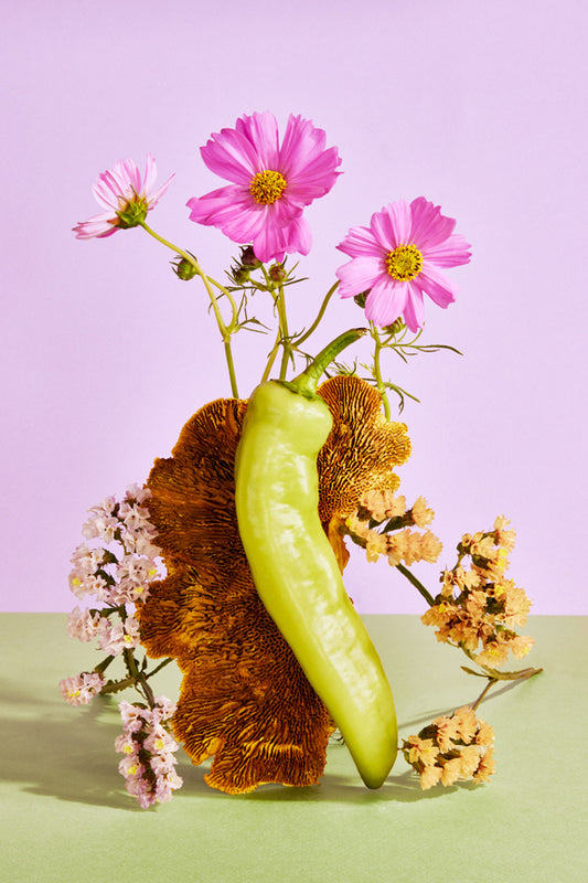 "Still lIfe With Yellow Hot Pepper and Flowers" by Desirée Pfeiffer