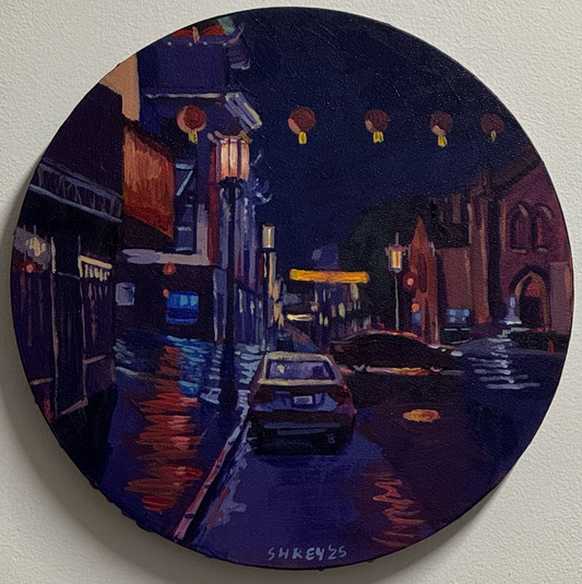 "Red Lanterns, Reflections of a City (Chinatown)" by Shrey Purohit