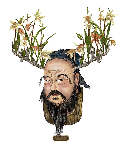 "Confucius" Philosophers and Flowers series by David Starfas