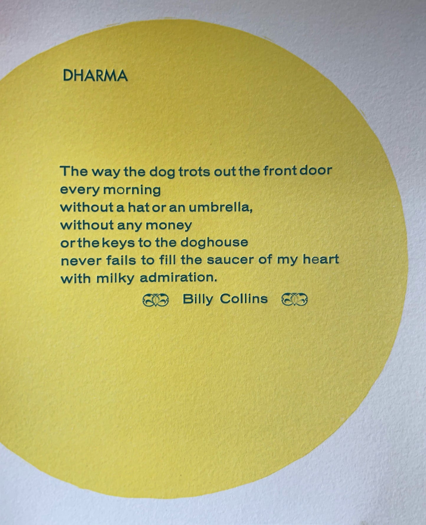 "Dharma (Billy Collins)" by Sherry Suisman